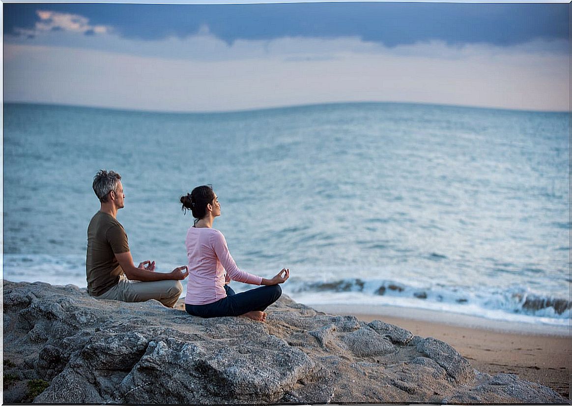 Couple meditating