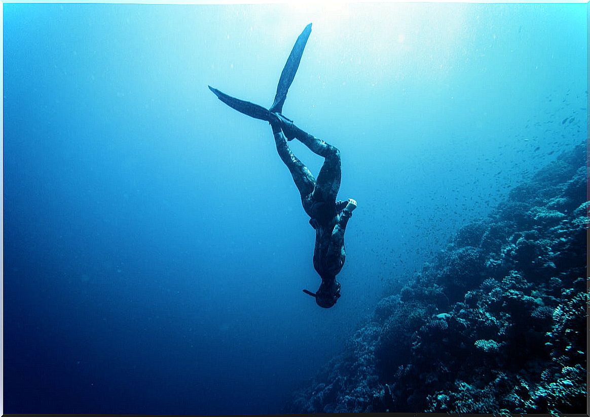 Man diving in the sea