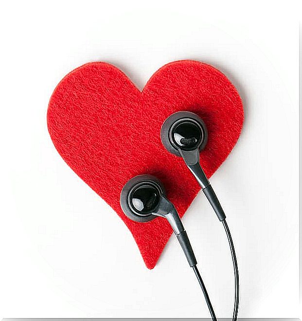 Headphones over a heart simulating active listening