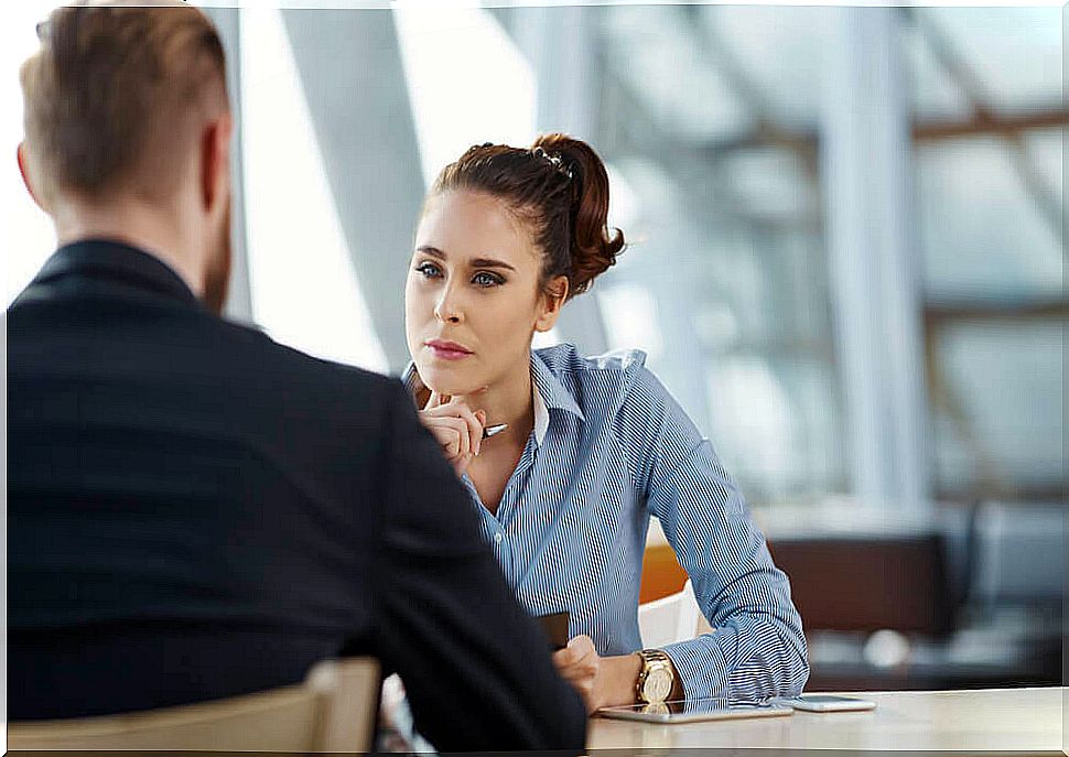 Woman listening manifesting interpersonal intelligence