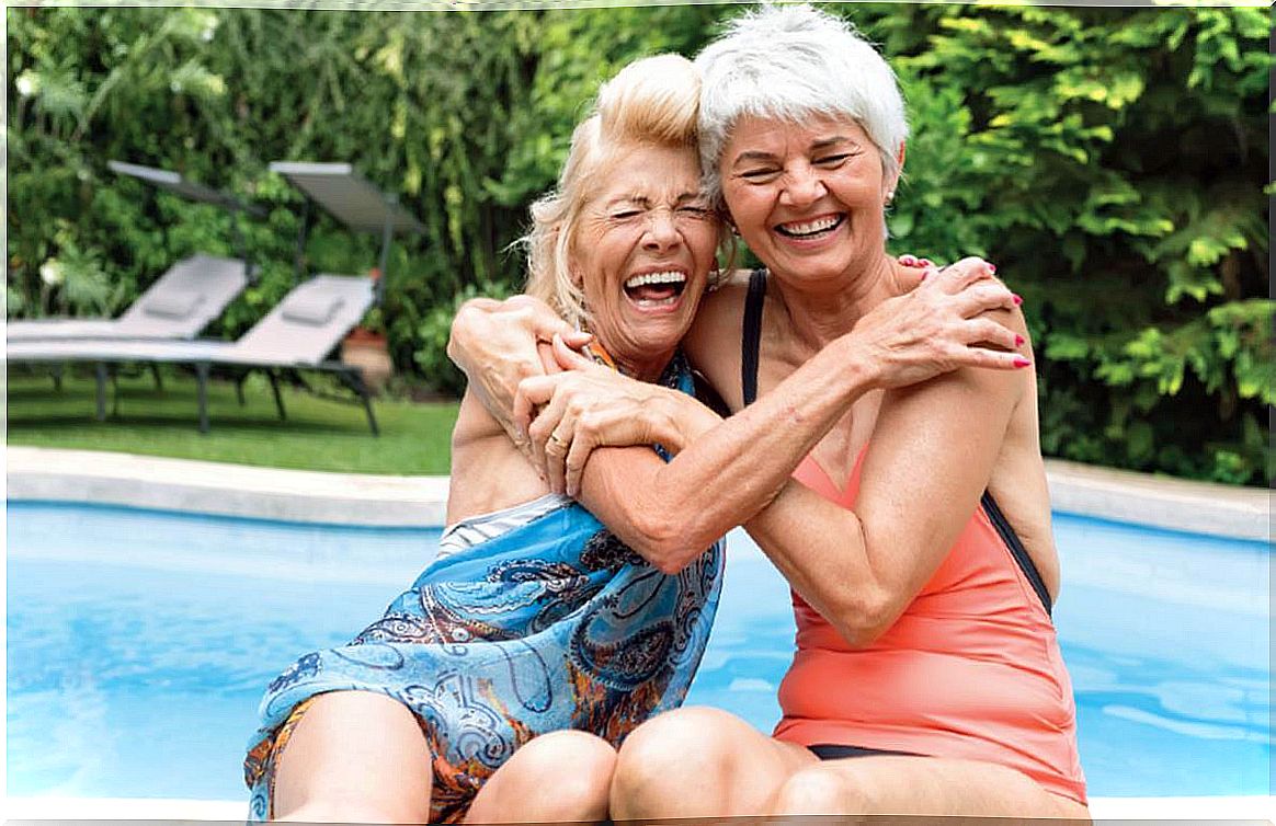 Embracing Women Represented Friendship In Old Age