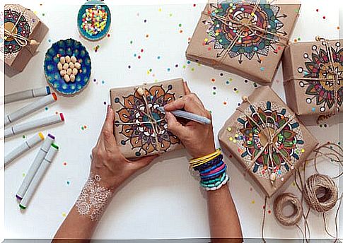 Girl drawing mandalas