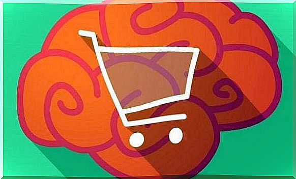 Brain with shopping cart to represent psychomarketing