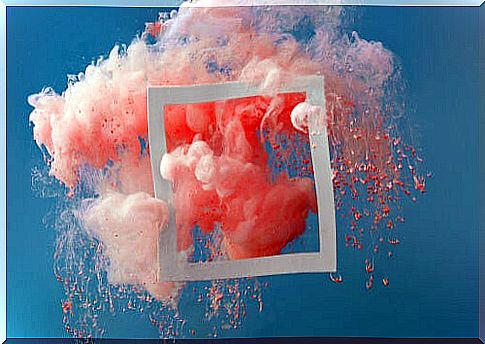 Frame with pink smoke