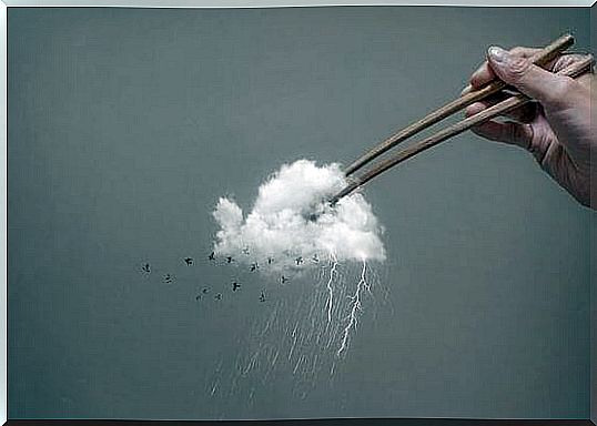 Chopsticks catching a storm cloud