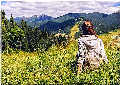 Woman observing nature